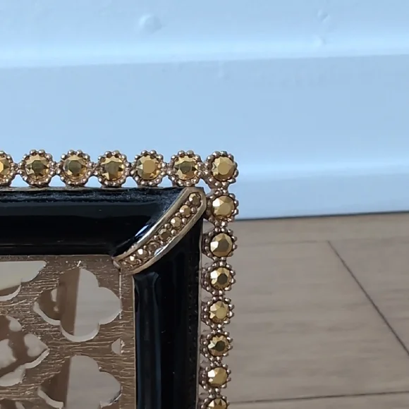 4x6 Gilt Lattice Frame – Black Enamel – Hand-Set Crystals - Picture 3 of 7